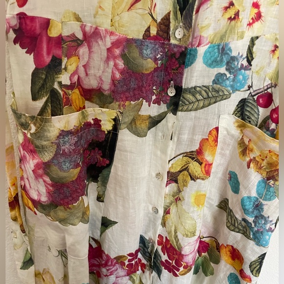 Alembika floral linen midi dress button tie - Picture 5 of 7